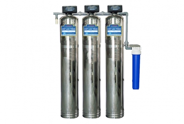 Lọc nước đầu nguồn 3 cột Inox van auto – Shikawa